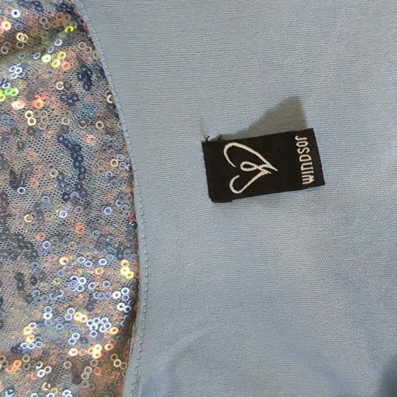 WINDSOR light blue sequin Dress fitted Sz 5/6 S Shiny Homecoming Short Dress - Picture 5 of 11